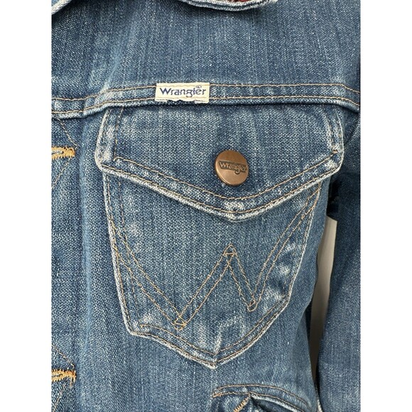 Vintage 1970s Wrangler Corduroy Collar Denim Snap On Jacket - Picture 5 of 13